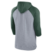 Green Bay Packers Nike Raglan 3/4-Sleeve Pullover Hoodie - Heather Gray/Heather Green