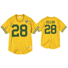 Men Green Bay Packers #28 A.J. Dillon Gold 75th Anniversary Throwback Jersey