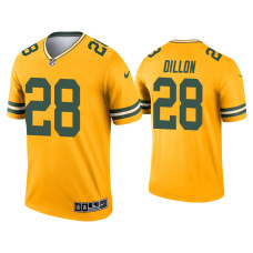 Men Green Bay Packers #28 A.J. Dillon Gold Inverted Legend Jersey