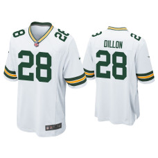 Men Green Bay Packers #28 A.J. Dillon White 2020 NFL Draft Game Jersey