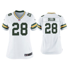 Men Green Bay Packers #28 A.J. Dillon White 2020 NFL Draft Game Jersey