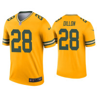 Men Green Bay Packers #28 A.J. Dillon Gold Inverted Legend Jersey