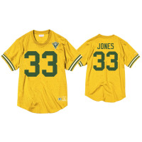 Men Green Bay Packers #33 Aaron Jones Gold 75th Anniversary Throwback Jersey