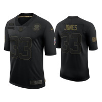 Men Green Bay Packers #33 Aaron Jones Black 2020 Salute to Service Limited Jersey