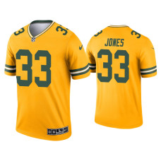 Men Green Bay Packers #33 Aaron Jones Gold Inverted Legend Jersey