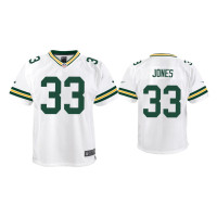 Youth Green Bay Packers #33 Aaron Jones White Game Jersey