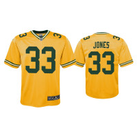 Youth Green Bay Packers #33 Aaron Jones Gold Inverted Game Jersey