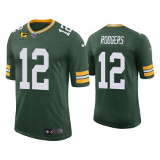 Men Green Bay Packers #12 Aaron Rodgers Green Vapor Limited Captain Patch Jersey