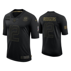 Men Green Bay Packers #12 Aaron Rodgers Black 2020 Salute to Service Limited Jersey