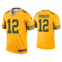 Men Green Bay Packers #12 Aaron Rodgers Gold Inverted Legend Jersey