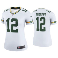 Women Green Bay Packers #12 Color Rush Legend Aaron Rodgers White Jersey