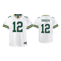 Youth Green Bay Packers #12 Aaron Rodgers White Game Jersey