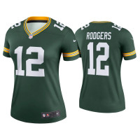 Women Green Bay Packers #12 Aaron Rodgers Green Legend Jersey