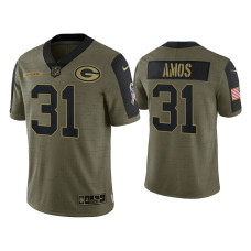 Men Green Bay Packers #31 Adrian Amos Olive 2021 Salute To Service Limited Jersey