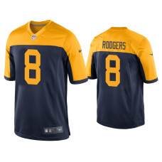 Men Green Bay Packers #8 Amari Rodgers Navy Throwback Game Jersey