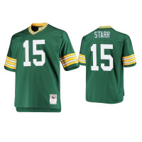 Men Green Bay Packers #15 Bart Starr Green Throwback Retired Jersey