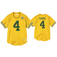 Men Green Bay Packers #4 Brett Favre Gold 75th Anniversary Throwback Jersey