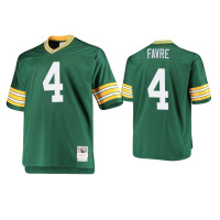 Men Green Bay Packers #4 Brett Favre Green Throwback Retired Jersey