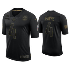 Men Green Bay Packers #4 Brett Favre Black 2020 Salute to Service Retired Jersey