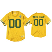 Men Green Bay Packers #00 Custom Gold 75th Anniversary Throwback Jersey