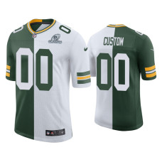 Men Green Bay Packers #00 Custom Green White 2020 NFL Playoffs Split Jersey