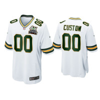 Men Green Bay Packers #00 Custom White 4X Super Bowl Champions Patch Game Jersey