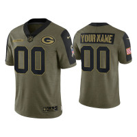 Men Green Bay Packers #00 Custom Olive 2021 Salute To Service Limited Jersey