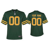 Youth Green Bay Packers #00 Custom Green Alternate Game Jersey