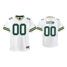 Youth Green Bay Packers #00 Custom White Game Jersey