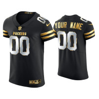 Men Green Bay Packers #00 Custom Black Golden Edition Elite Jersey