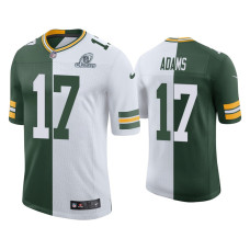 Men Green Bay Packers #17 Davante Adams Green White 2020 NFL Playoffs Split Jersey