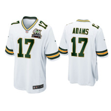 Men Green Bay Packers #17 Davante Adams White 4X Super Bowl Champions Patch Game Jersey