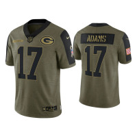 Men Green Bay Packers #17 Davante Adams Olive 2021 Salute To Service Limited Jersey