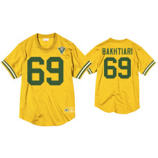 Men Green Bay Packers #69 David Bakhtiari Gold 75th Anniversary Throwback Jersey