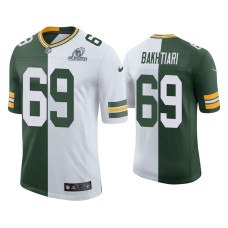 Men Green Bay Packers #69 David Bakhtiari Green White 2020 NFL Playoffs Split Jersey