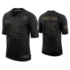 Men Green Bay Packers #69 David Bakhtiari Black 2020 Salute to Service Limited Jersey