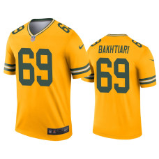 Men Green Bay Packers #69 David Bakhtiari Gold Inverted Legend Jersey