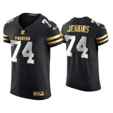 Men Green Bay Packers #74 Elgton Jenkins Black Golden Edition Elite Jersey