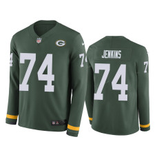 Men Green Bay Packers #74 Elgton Jenkins Green Therma Long Sleeve Jersey