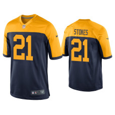 Men Green Bay Packers #21 Eric Stokes Navy Throwback Game Jersey