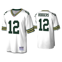 Men Green Bay Packers #12 Aaron Rodgers White 1996 Legacy Replica Throwback Jersey