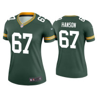 Women Green Bay Packers #67 Jake Hanson Green Legend Jersey