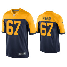 Men Green Bay Packers #67 Jake Hanson Navy Throwback Game Jersey