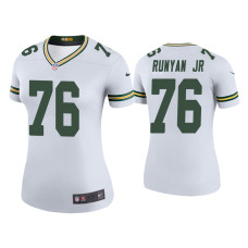 Women Green Bay Packers #76 Color Rush Legend Jon Runyan Jr. White Jersey