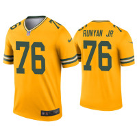 Men Green Bay Packers #76 Jon Runyan Jr. Gold Inverted Legend Jersey