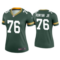 Women Green Bay Packers #76 Jon Runyan Jr. Green Legend Jersey