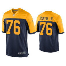 Men Green Bay Packers #76 Jon Runyan Jr. Navy Throwback Game Jersey