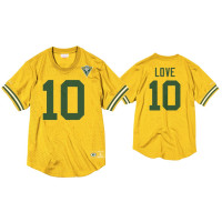 Men Green Bay Packers #10 Jordan Love Gold 75th Anniversary Throwback Jersey