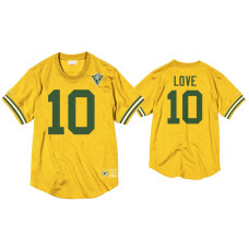 Men Green Bay Packers #10 Jordan Love Gold 75th Anniversary Throwback Jersey