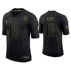 Men Green Bay Packers #10 Jordan Love Black 2020 Salute to Service Limited Jersey